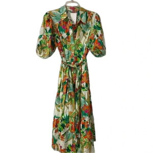 Flying Tomato Tropical Print Midi Dress - Green, Orange, Red